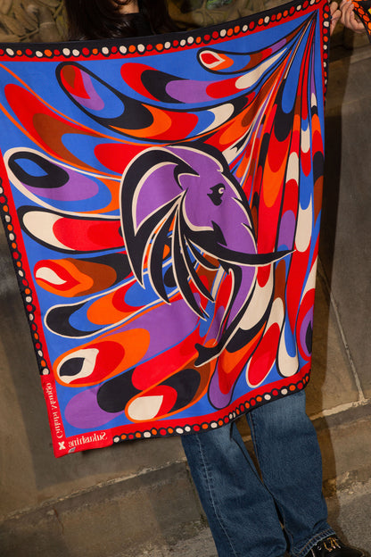 Purple Elephant Silk Scarf