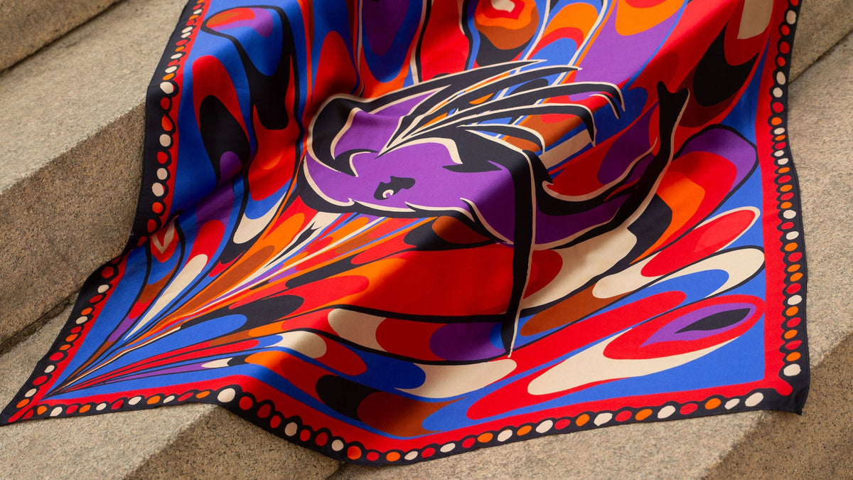 Purple Elephant Silk Scarf