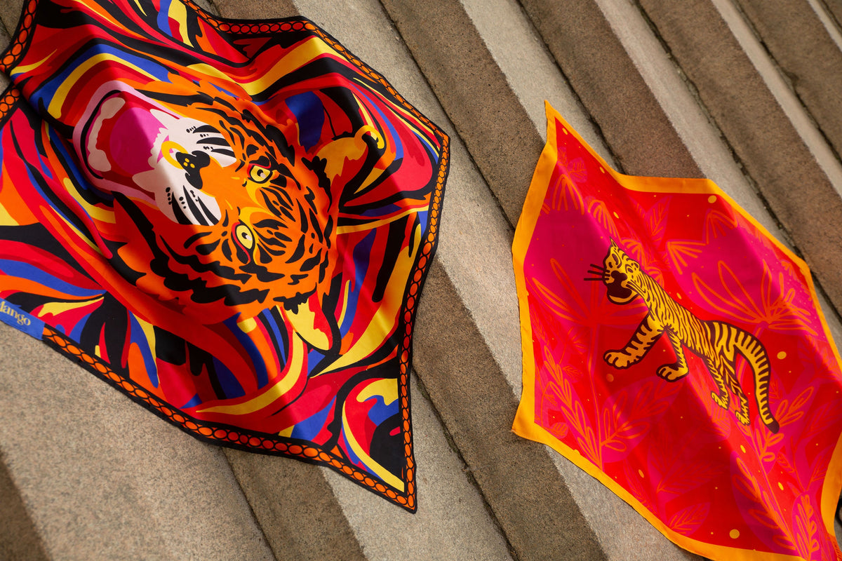 Pink Tiger Silk Scarf