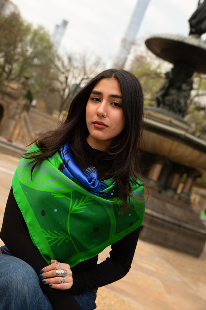 Green Elephant Silk Scarf