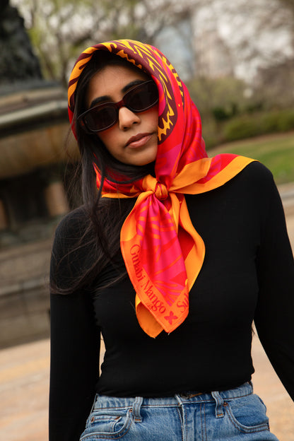 Pink Tiger Silk Scarf
