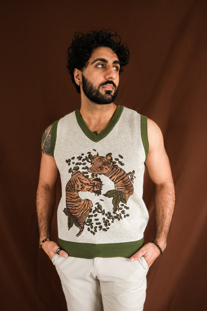 Twin Tigers Knitted Sweater Vest