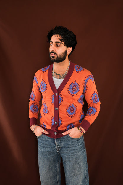 Rust Orange Cardigan- Navaratna Collection