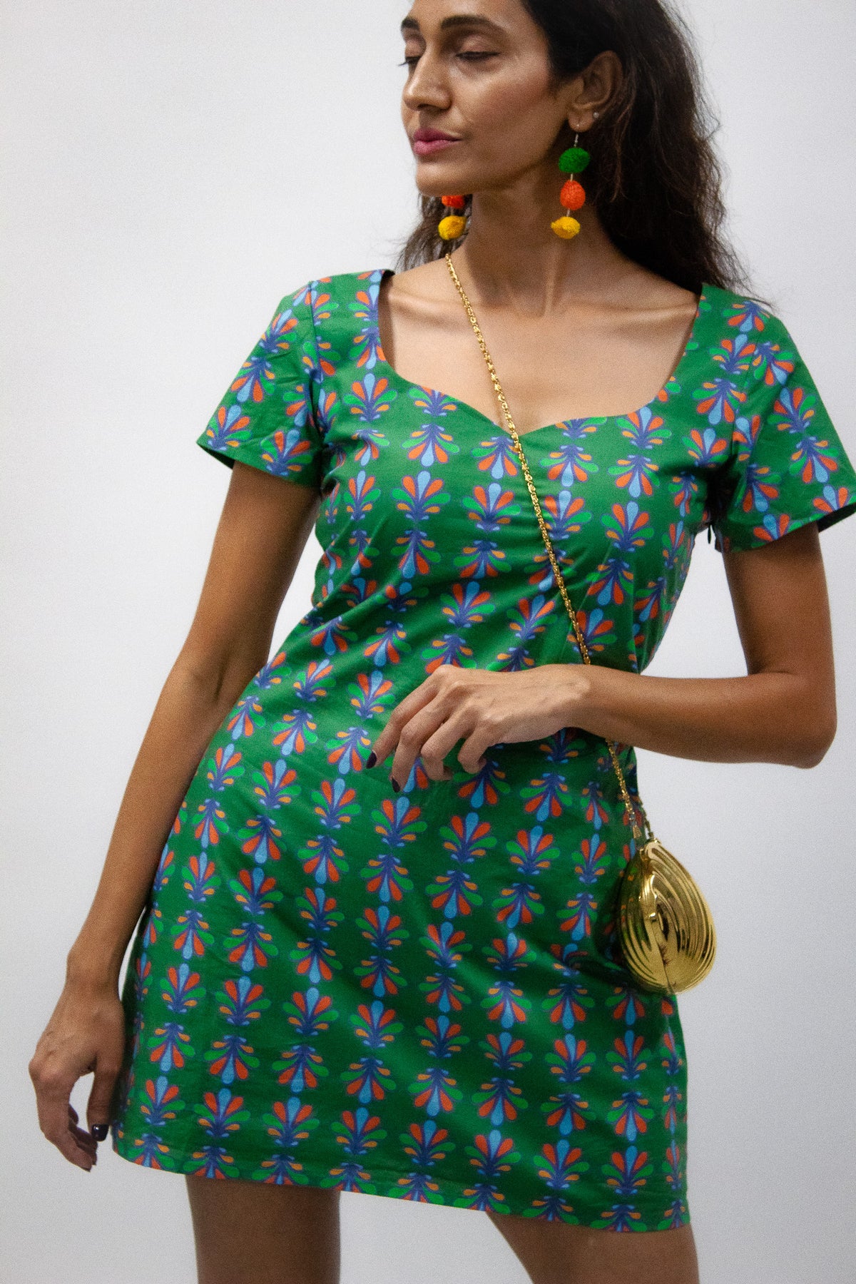 Green Leafy Mini Dress