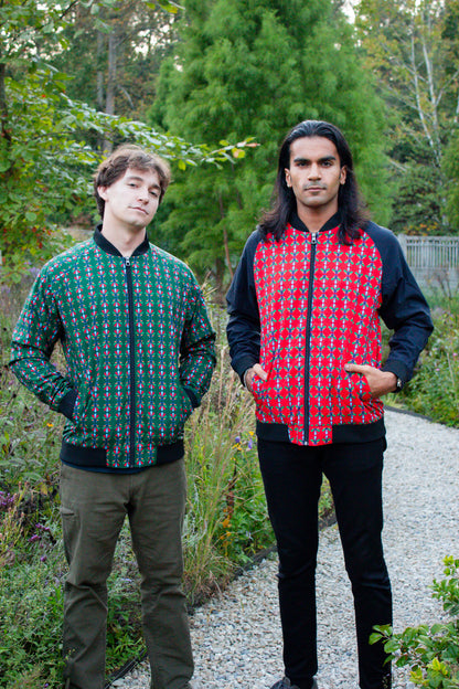 Orange Leafy Bomber Jacket