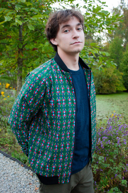 Green Leafy Bomber Jacket