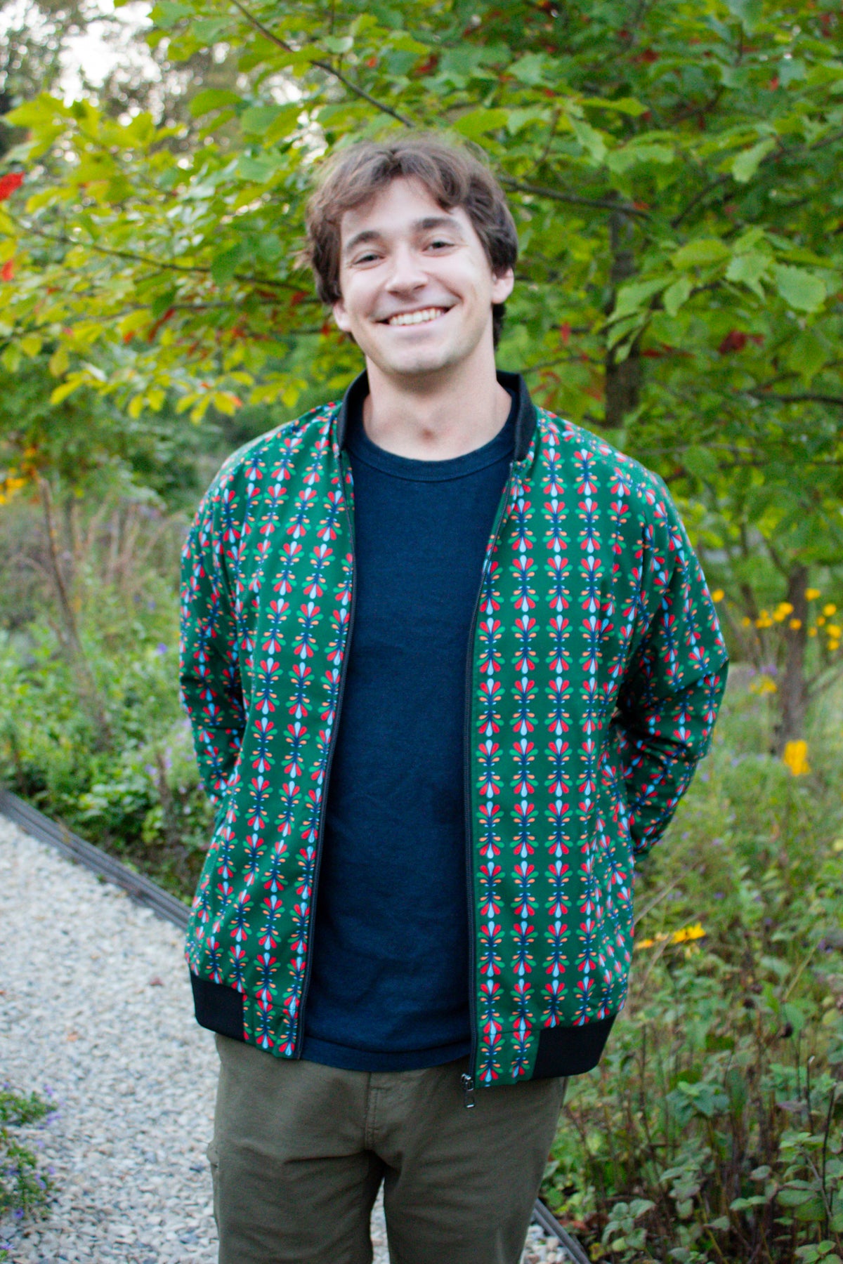 Green Leafy Bomber Jacket