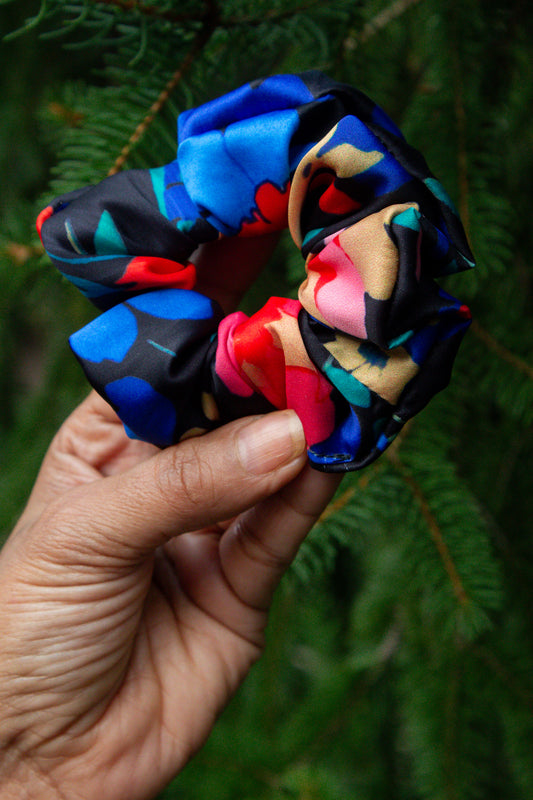 Black Multi Color Scrunchie