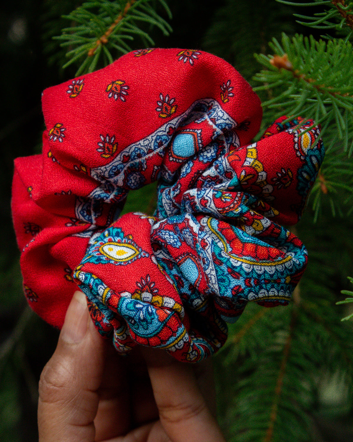 Red Teal Scrunchie