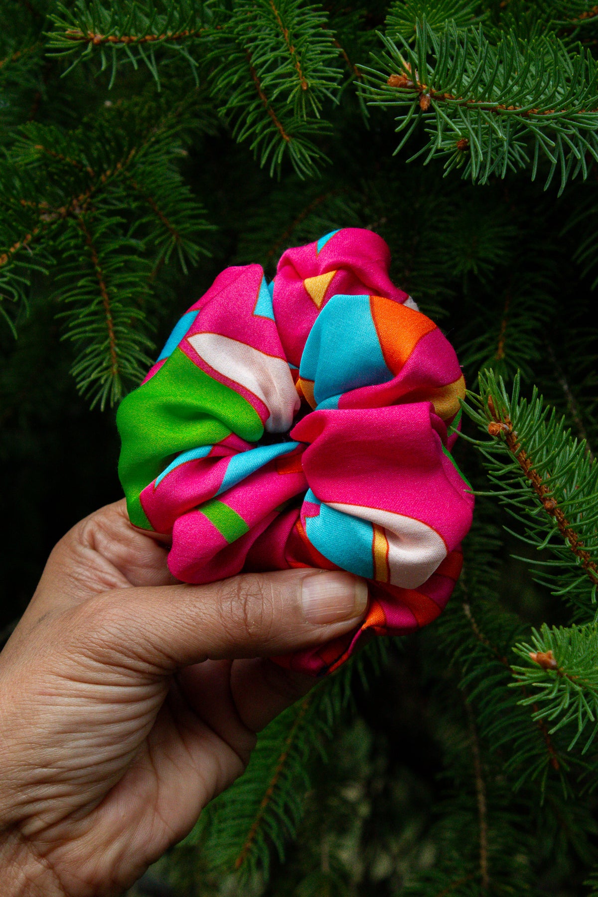 Pink Retro Print Scrunchie
