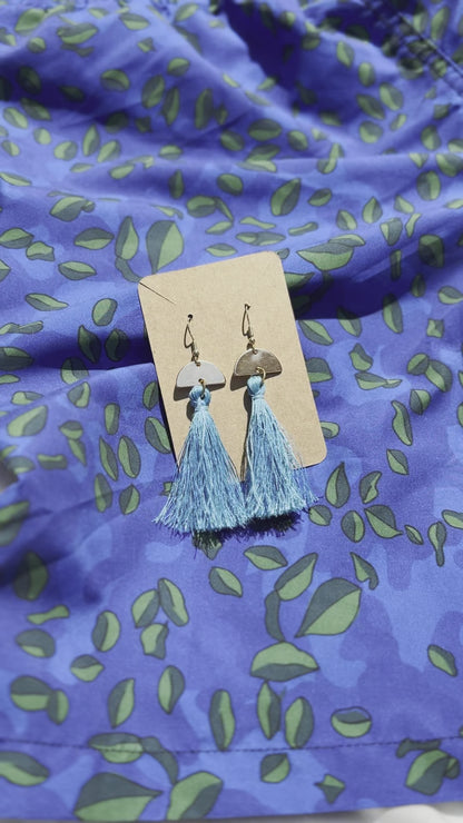Light Blue Tassle Arch Earrings