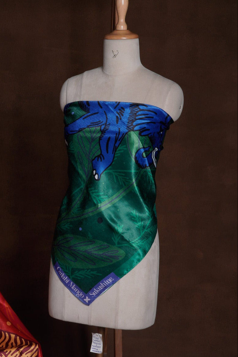 Green Elephant Silk Scarf