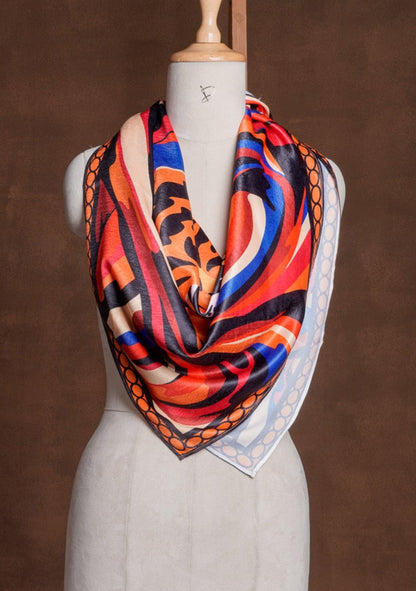 Orange Tiger Silk Scarf