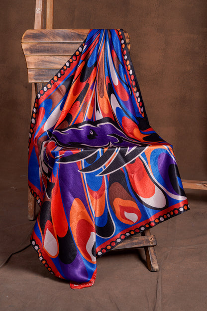 Purple Elephant Silk Scarf