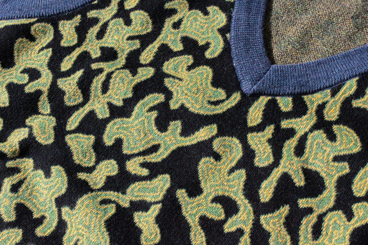 Green Splash Knitted Longsleeve Crewneck Sweater