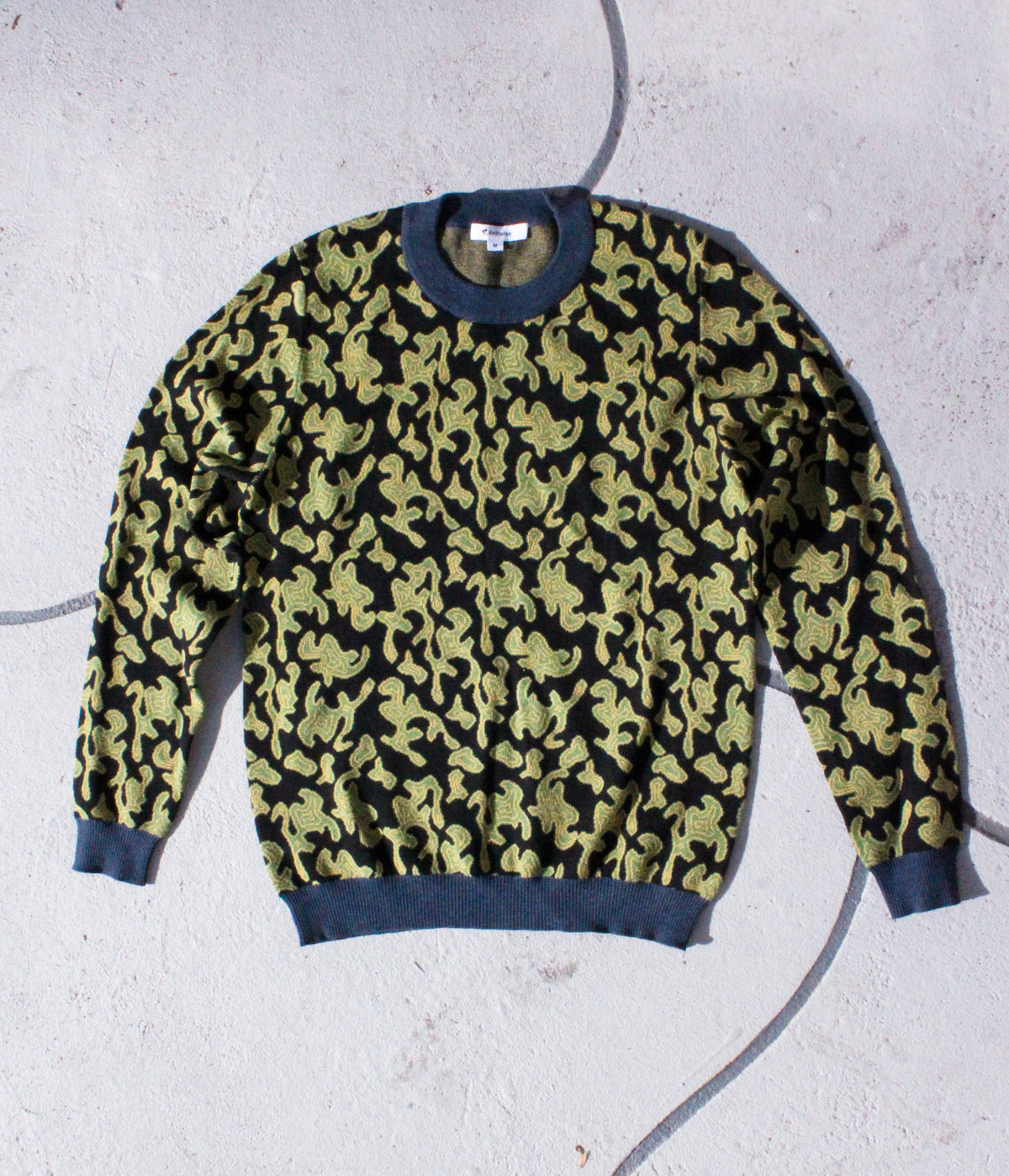 Green Splash Knitted Longsleeve Crewneck Sweater